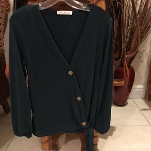 Long sleeve deep v neck blouse Size Small